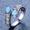 New Fashionable Double Waterdrop Shaped Hollow Pattern Ring with Simple Style for Daily Use