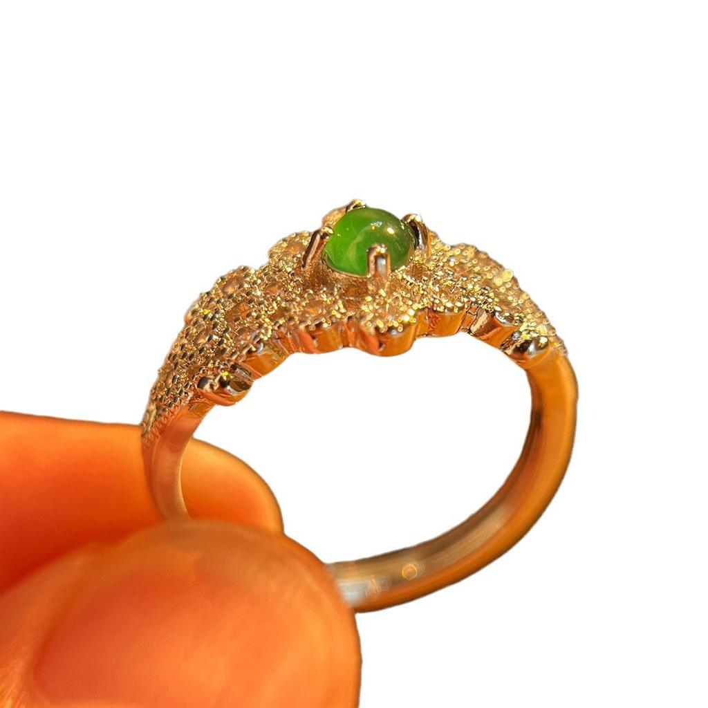Full Green Yang Green Natural Jadeite Ring, Women'S Opening Is Slightly Inlaid, And The Real Shot Is Fidelity.