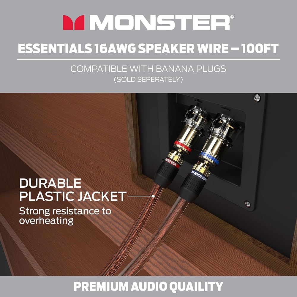 Кабель для акустических систем MONSTER, 16 AWG, 1 рулон, 30,48 м (100 футов) ME-S16-30M [Оригинальный продукт для внутреннего рынка]