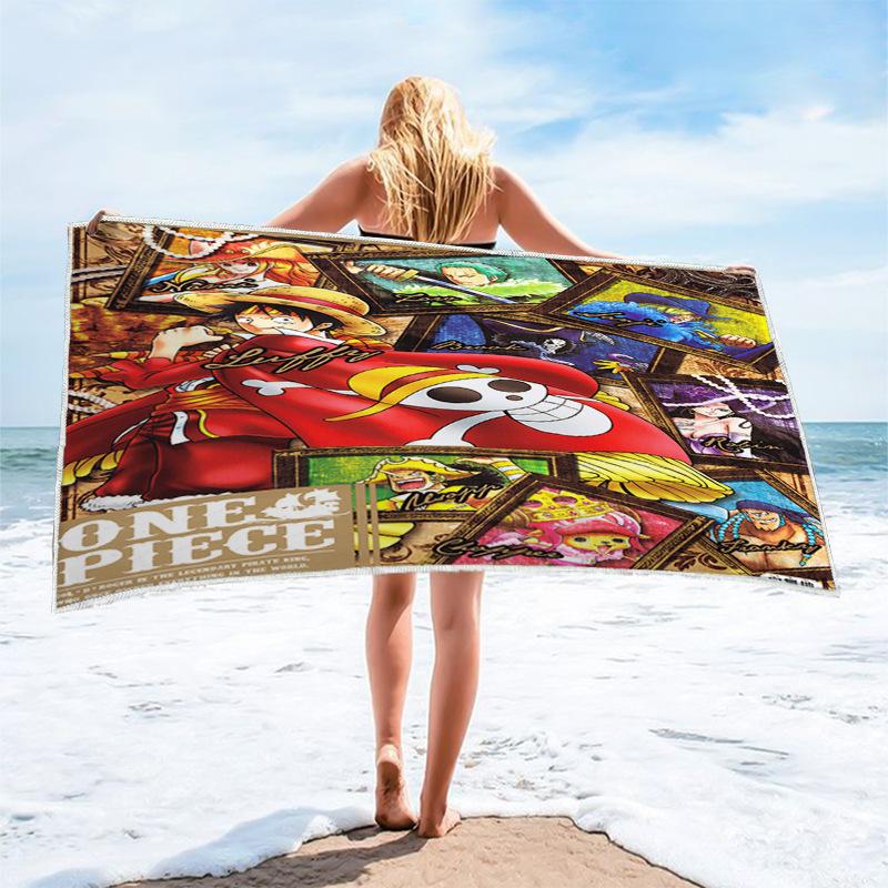 Anime Character Printed Square Microfiber Beach Towel Quick Dry Bath Towel For Shower Swimming