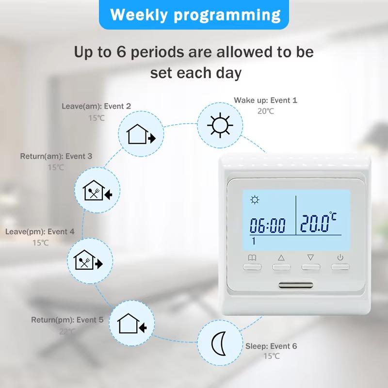 Программируемый термостат Tuya WiFi 90~230 В 16 А Умный регулятор температуры для системы электрического отопления Дистанционное управление через приложение Работает с Alexa Google Home