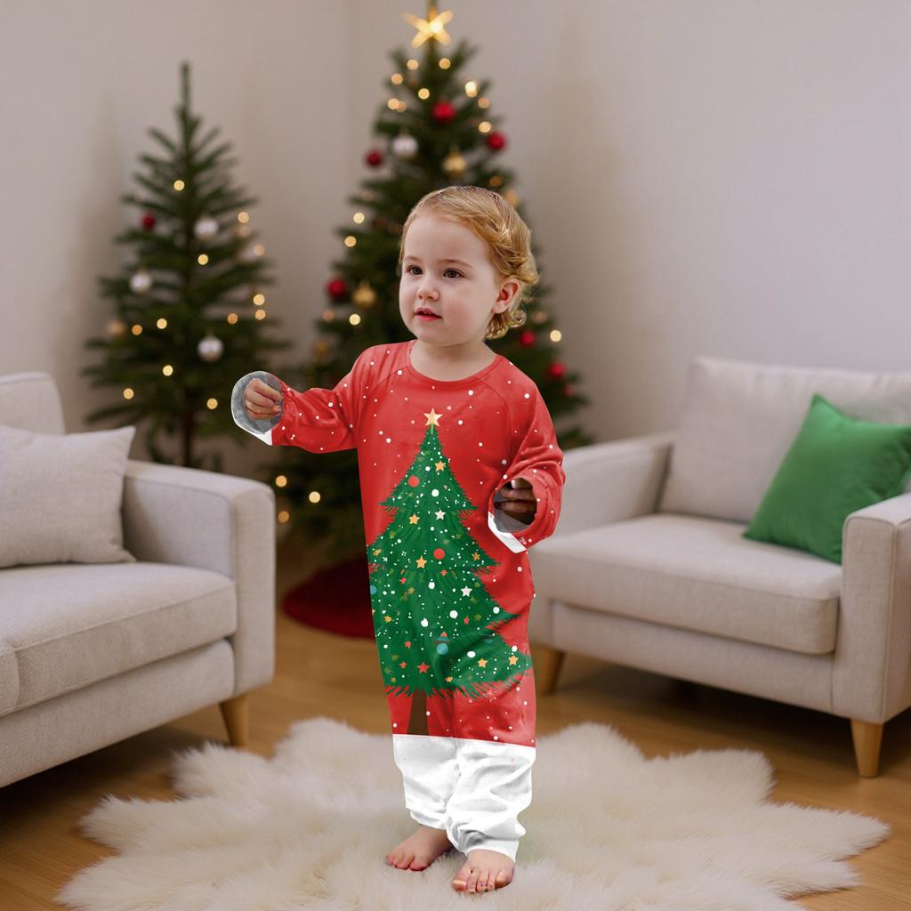 Christmas Prints Family Matching Long Sleeve Tops+Pants Set Family Matching Sets