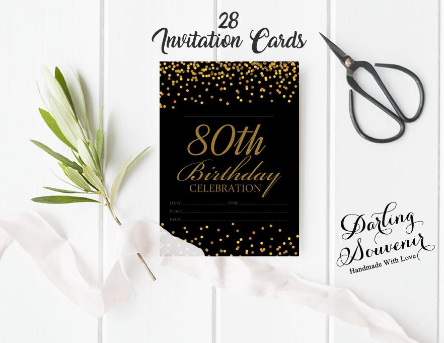 Darling Souvenir Black Birthday Invitation Card Printable Fill or Write In Blank Invites Party Supplies Pack Of 28 5 X 7