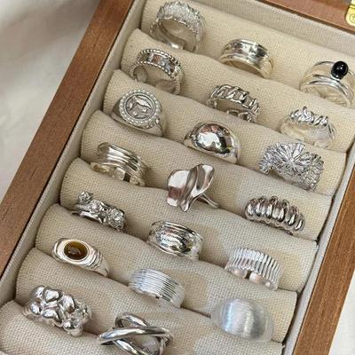 Ретро кольцо-лента из стерлингового серебра 925 пробы - Женское не тускнеющее, роскошное, универсальное открытое кольцо для указательного пальца