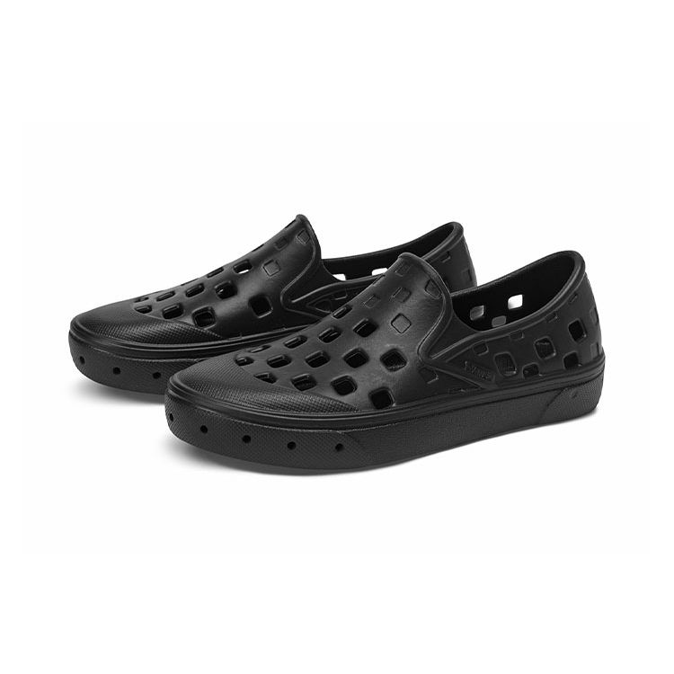 Vans Slip-On Trk Удобные спортивные сабо Низкий верх Детские сандалии Детские сандалии Черные VN0A4UVIBLK