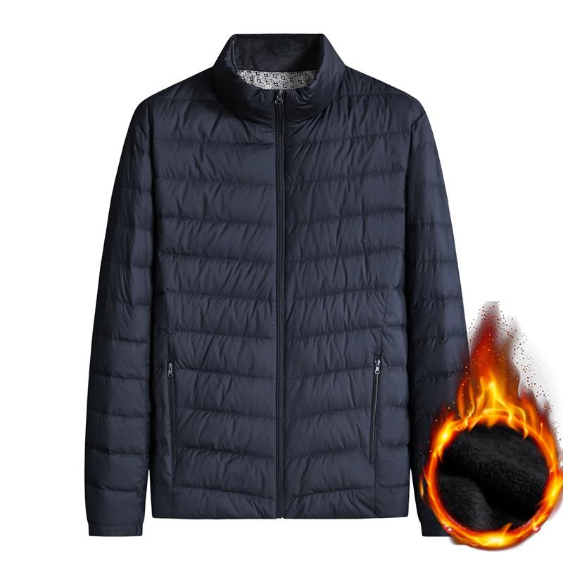 Плюс размер 7XL Высококачественная белая утиная пуховая легкая куртка-пуховик Мужская теплая куртка Свободная осенне-зимняя тонкая куртка с воротником-стойкой