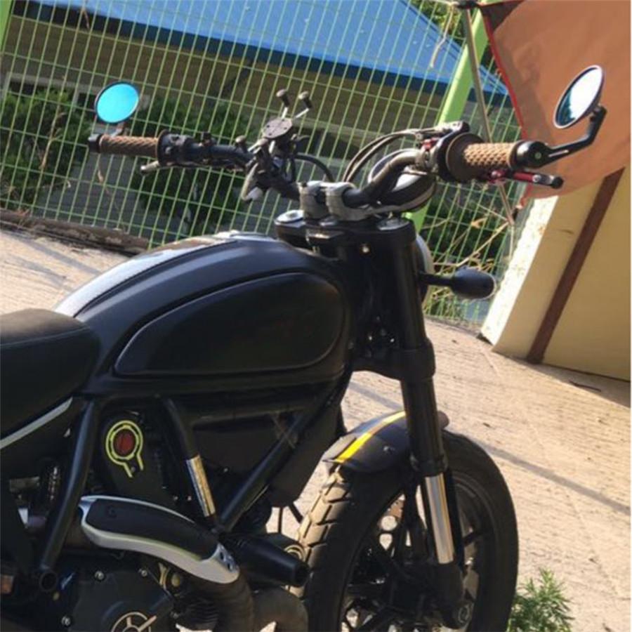 Универсальные круглые мотоциклетные зеркала заднего вида 7/8" на руль, торцевые, хромированные, черные