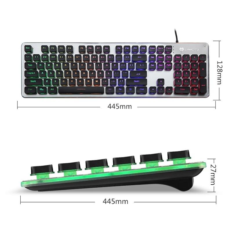 Игровая USB-клавиатура со светодиодной подсветкой, 104 клавиши, эргономичная клавиатура с подставкой для запястья, для ПК с ОС Windows, настольного компьютера и ноутбука