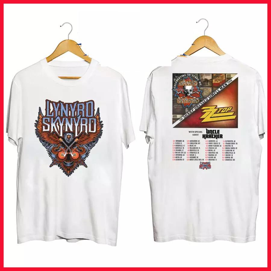 Футболка ZZ Top и Lynyrd Skynyrd Тур 2024 100% Хлопок Мужские Футболки Топ The Sharp Dressed Simple Man