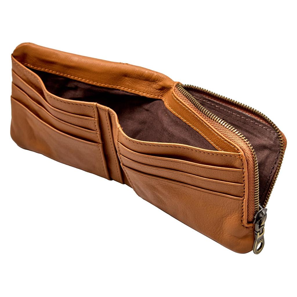Bifold Wallet Loose II Bifold Coin Coin Card Electronic Money Billfold Bag Sewing Cowhide Camel [Lee] (Leather) 320-2112