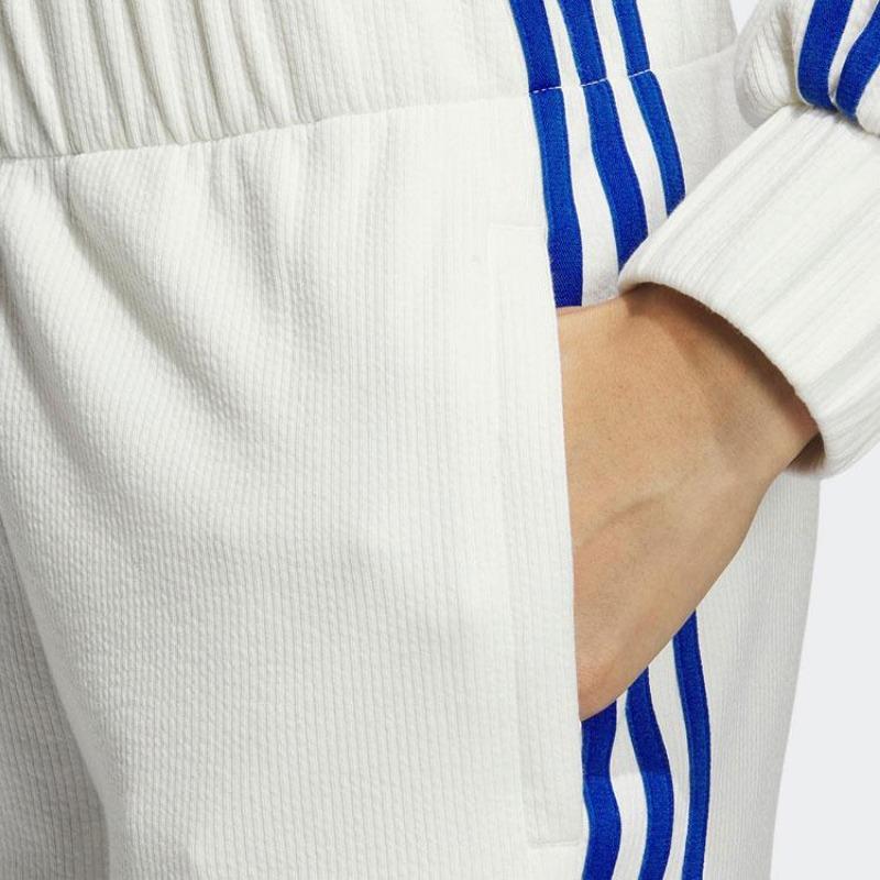 adidas Женские повседневные спортивные брюки Originals в ретро-стиле, свободные, широкие, с боковыми разрезами, с 3 полосками, белые с синим IY7121