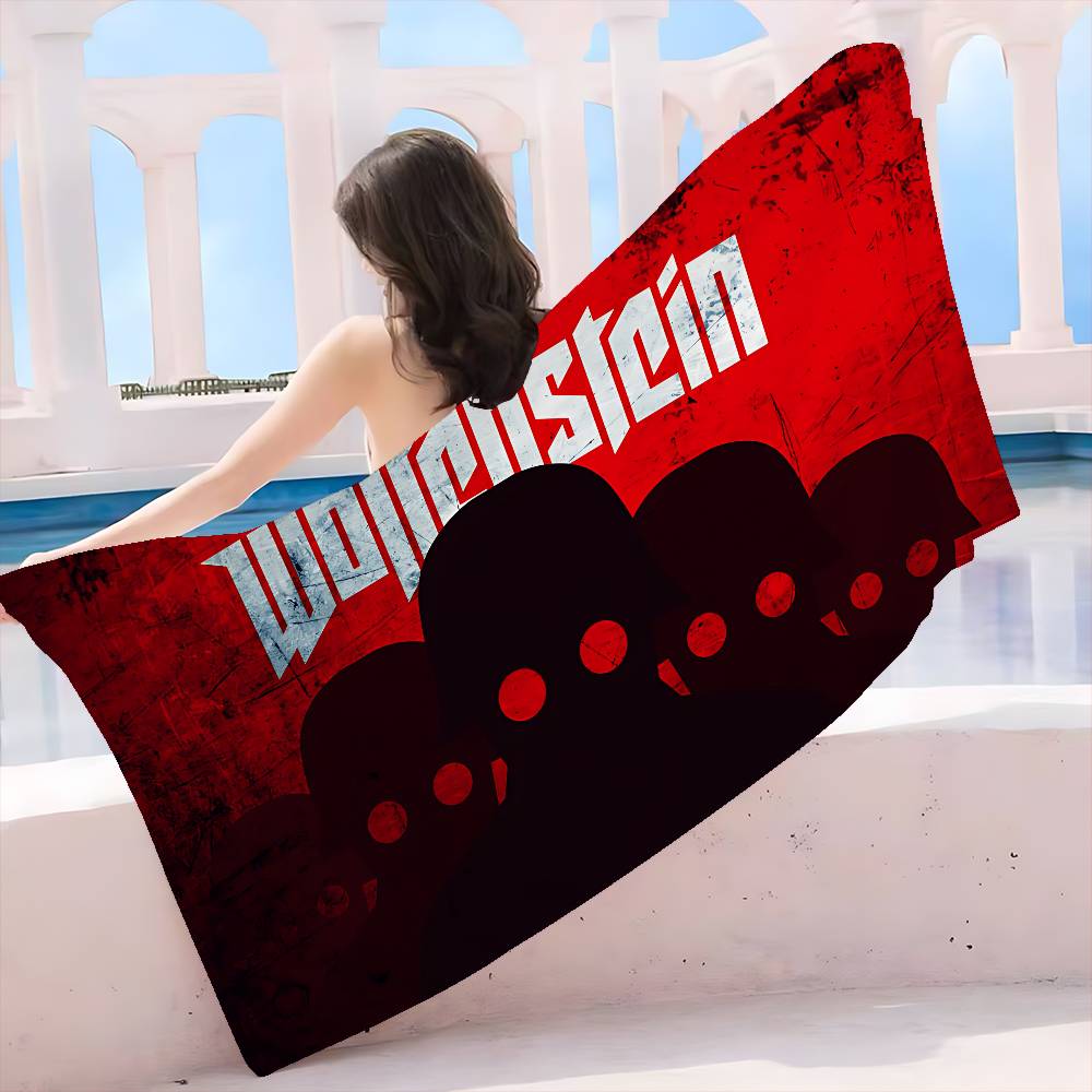 Wolfenstein Микрофибра Печатное Пляжное Полотенце Альпинизм Йога Пляж Плавание Бег Впитывающее Мягкое Полотенце