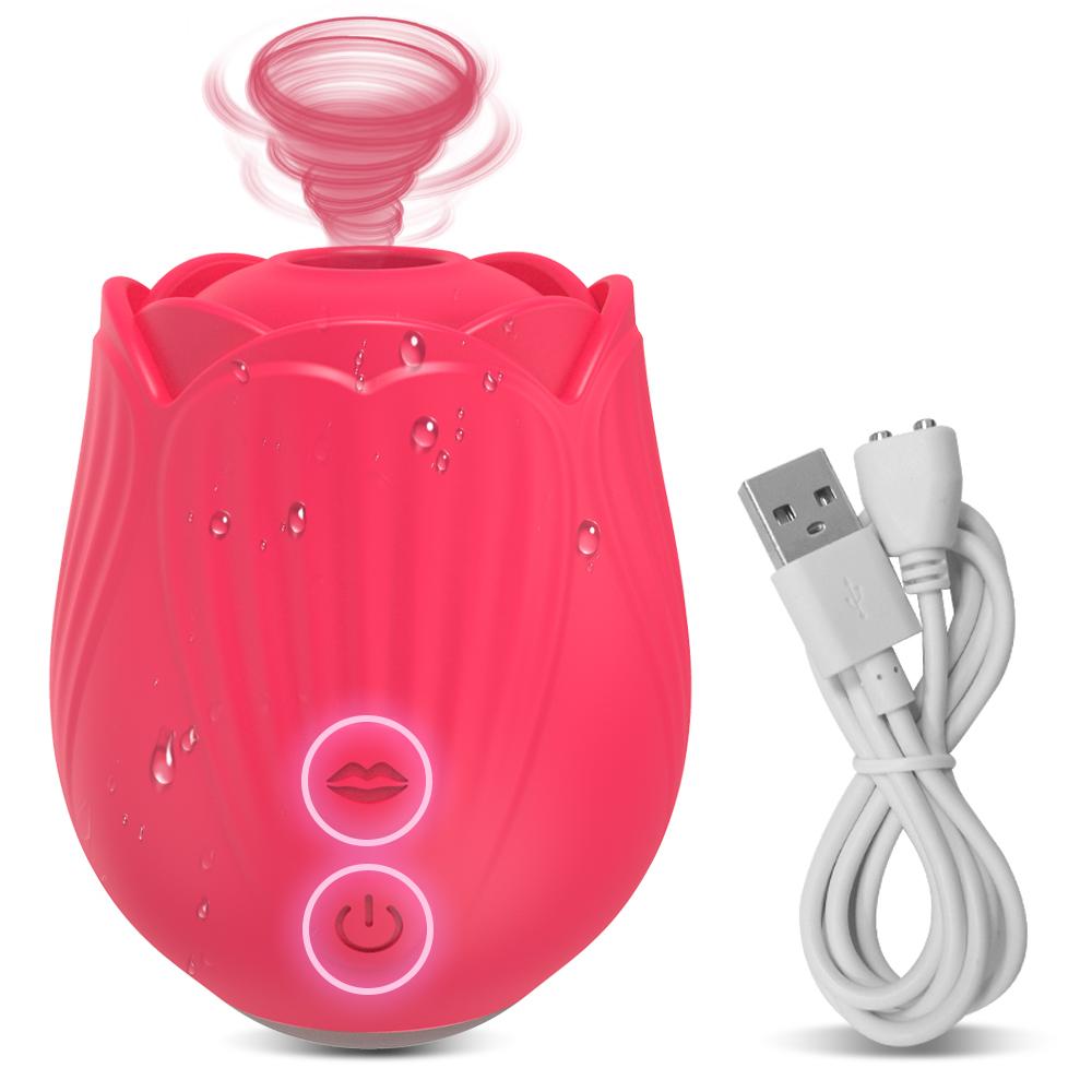 Rose-Sucking Tongue Licking Vibrator for Women Clitoris Stimulator Oral Nipple Vacuum Clit Sucker Female Sex Toys for Adults