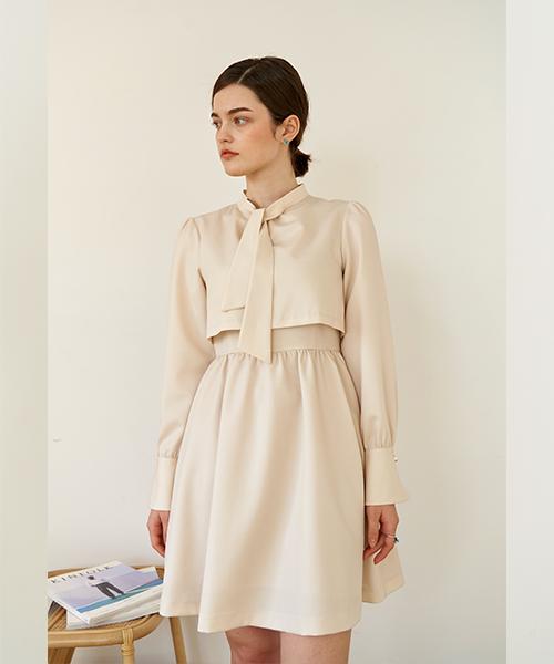 Dear Ryu Knot Ribbon Dress #Pinkbeige