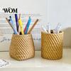 Pencil Organizer Faux Rattan Pen Holder, Woven Style Makeup Brush Boho Holder Desktop Organizer, Multi-functional Resin Cup for Home Office