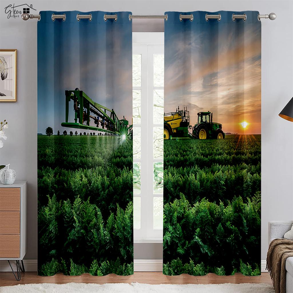 Трактор 3D Печатные Шторы Спальня Гостиная Кухня Оконные Шторы 100% Полиэстер Волокно Шторы Домашнее Украшение 2 ШТ.