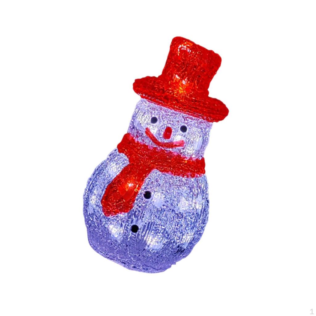 Christmas Glowing Snowman Decoration Decor for Room Indoor Outdoor Red Hat Height 22cm