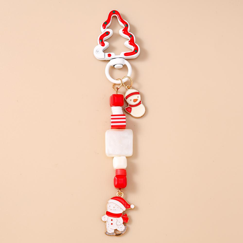 Fashion Christmas Tree Keychain Women Girls Santa Claus Snowman Key Ring Pendants for Handbag Decor DIY Key Chain New Year Gifts