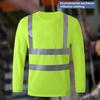 Reflective Safety T-Shirt 360 Degree Reflective Zones High Visibility Quick Dry Long Sleeves Outdoor Construction Worker Top for Night Shift Running