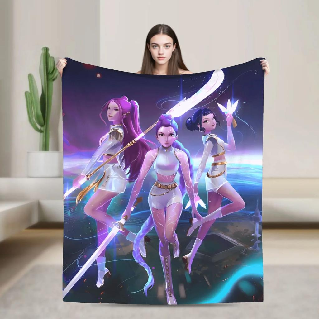 Super Soft Decorative Throw Blanket KPop Demon Hunters Anime Flannel Bedspread for Couch Bed Sofa Cover