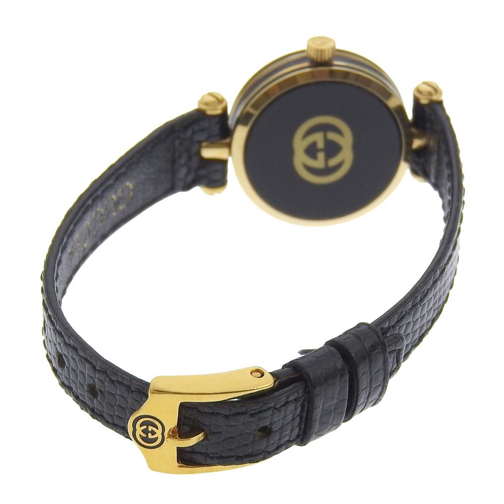GUCCI Sherry Watches gold blackDial Plated Gold/Stainless Steel Quartz Analog display Women Used