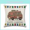 Декоративная наволочка на подушку-плед для дивана Happy Campers, идеально подходящая для домашнего декора