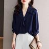 Fashionable Loose Women's French Three-quarter Sleeve Chiffon Shirt Top