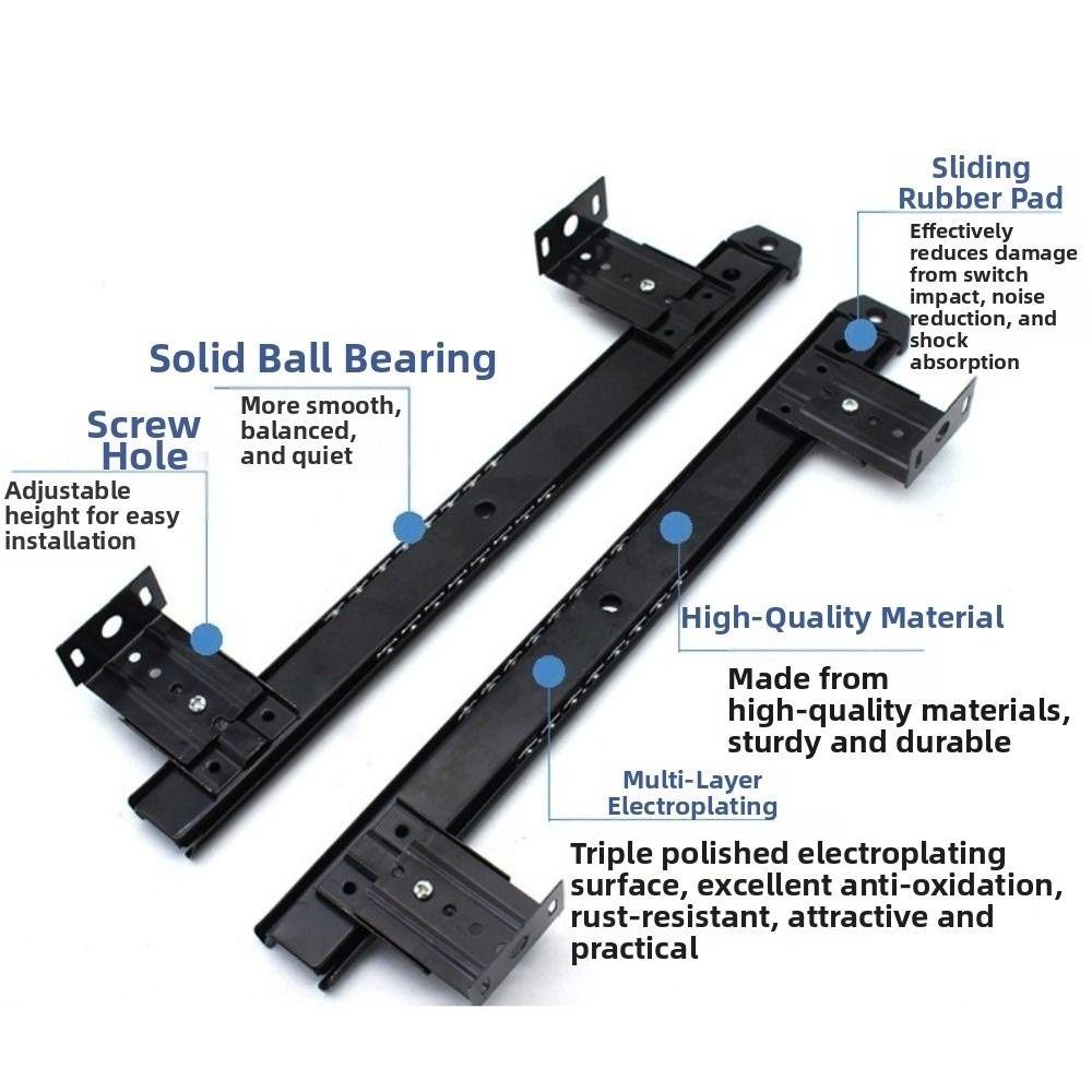 2PCS Side Mounting Drawer Slide Rail Full Extension Drawer Glides Drawer Runners  Kitchen Cupboard