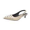 Fashion New Summer Women's Sandals Metal Rivet High Heels Footwear Elegant Slingback Pointed Slip On Party Lady Pumps Shoes