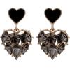 Irregular Heart Black Zirconia Tassel Earrings - Light Luxury, High-End, Exquisite and Versatile Jewelry.