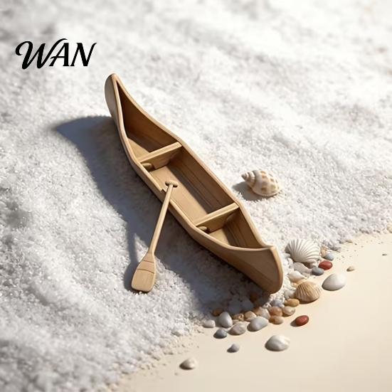 Miniature Canoe Ornament 3D Printed Ornament, Compact Mini Boat Model with Paddle Accessories, Outdoor Scenery Accessory Fine Wood Grain Texture