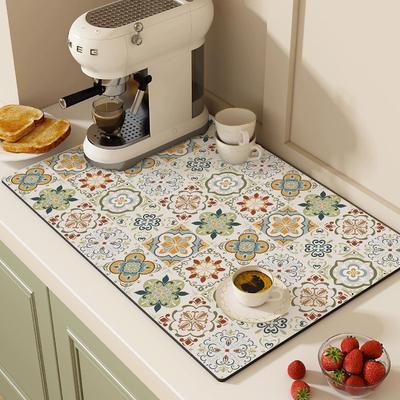 1 шт. Кухонный коврик с цветочным клетчатым узором для кофеварок, посуды, модный кухонный декор