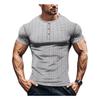 Мужская дышащая футболка-henley с коротким рукавом, приталенного кроя, для фитнеса, повседневная