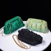 Shiny Pleated Clutch Evening Bag for Women Chains Dumpling Bags New Folds Crystal Bags Bag
