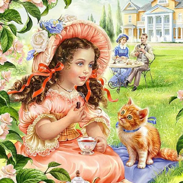 5D алмазная живопись для девочек, алмазная вышивка, круглый пейзаж, сад, картина из стразов, мозаика, портрет, декор для детской комнаты