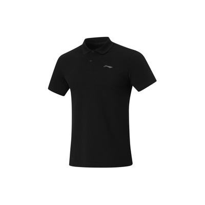 Мужская рубашка-поло Li Ning Fitness Series, однотонная, повседневная, прочная, с коротким рукавом, черная APLU117-1
