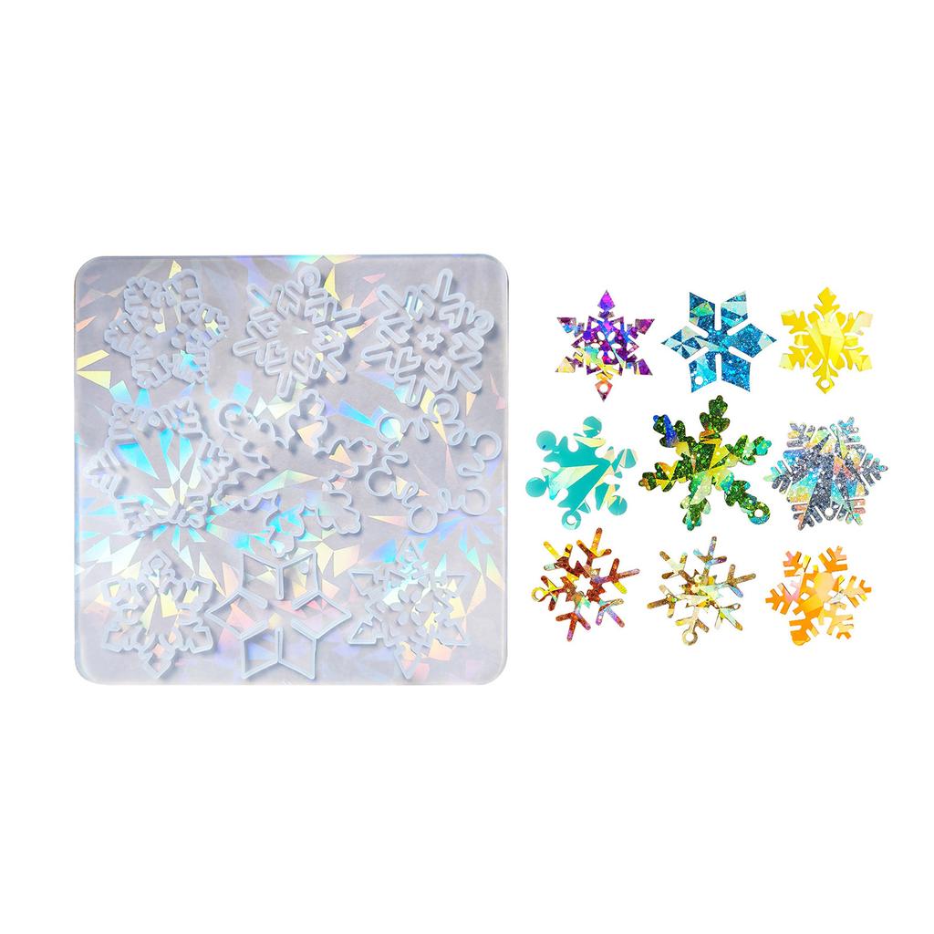 Rainbow Effects Snowflake Pendants Silicone Mold Holographic Christmas Decoration Snowflake Charm Resin Molds DIY Craft
