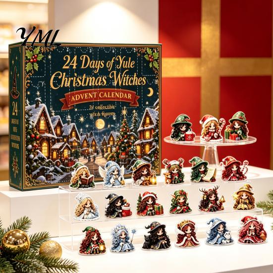Collectible Fantasy Witch Figurines Christmas Witches Advent Calendar 2026, 24 Days Yule Countdown Box, 2D Holiday Gift for Women Acrylic Figurine