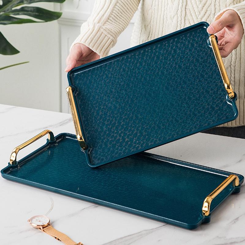 Роскошный поднос для хранения Пластиковый сервировочный поднос с ручками Бытовой поднос для чая Чайная корзинка для хлеба Десертные подносы для хлеба Подносы для еды Косметический поддон