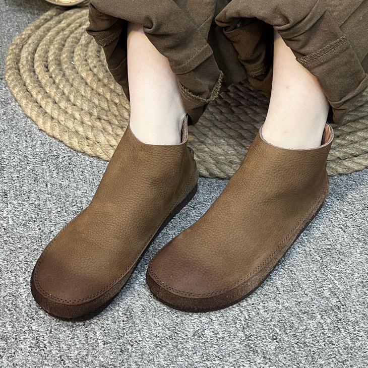 Женские короткие сапоги из натуральной европейской кожи, облегающего кроя, с принтом «трансграничный пятнистый».