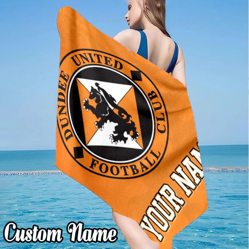 Custom Name Dundee Football Crest Design Beach Towel, Quick-Dry & Lightweight, Beach Blanket, Perfect for Beach, Pool, Yoga, Or Camping, Gifts