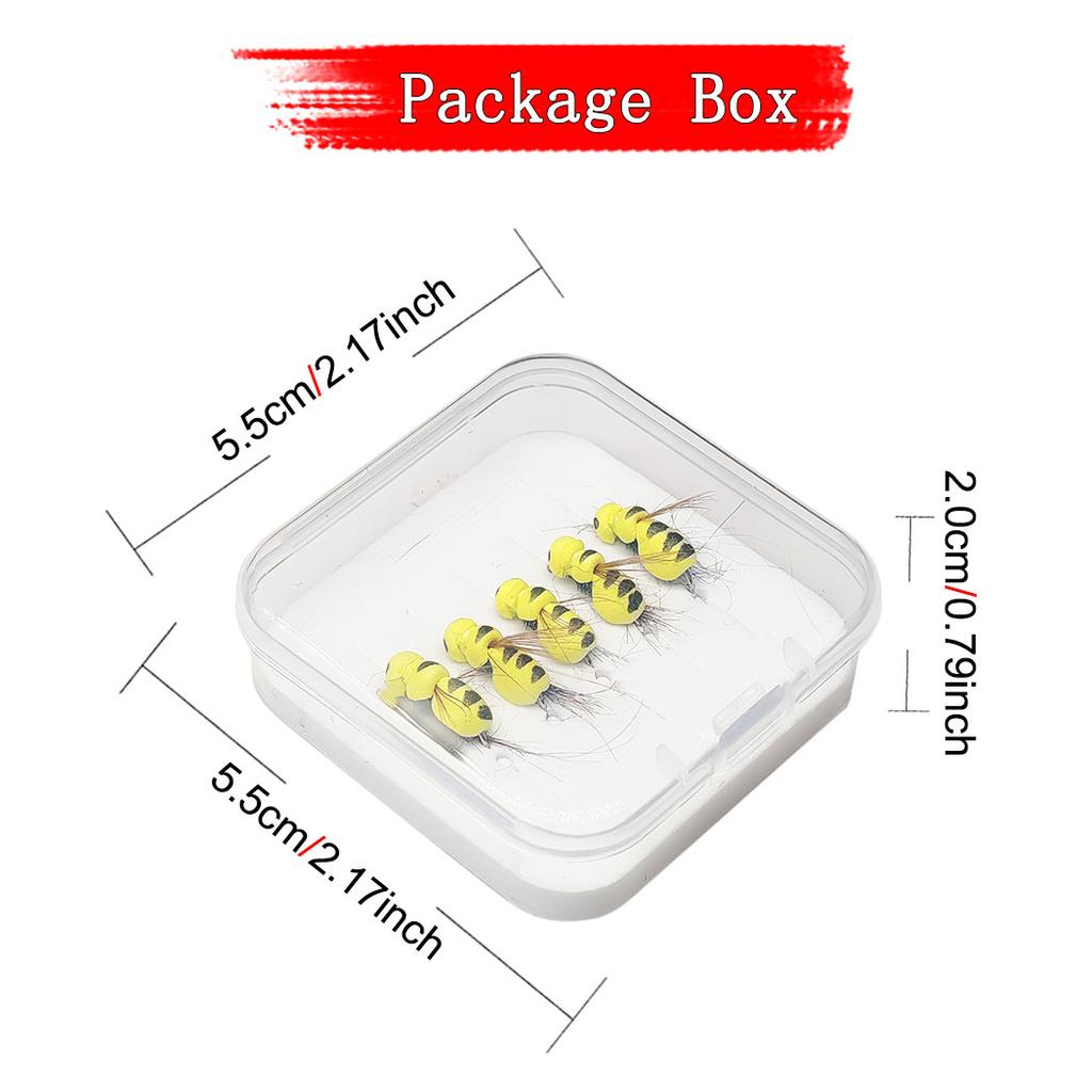 5/10Pcs/With Flies Box-Dry Fly Floating Bumblebee Fishing For Carp/Trout Fly Lure Bait Carbon Steel Hook-Size#10