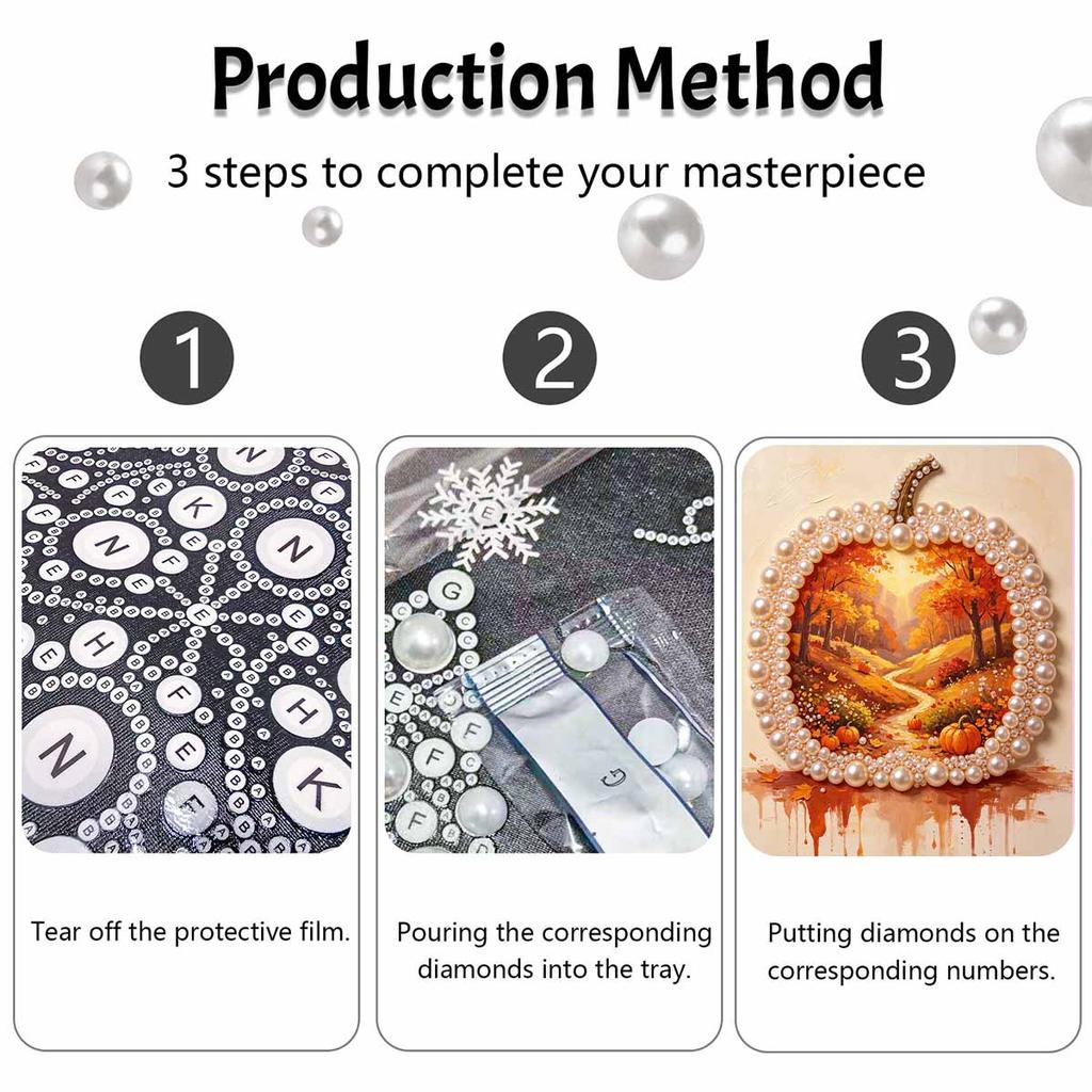 Halloween pumpkin autumn scenery pearl painting art kit handmade diy home decorations