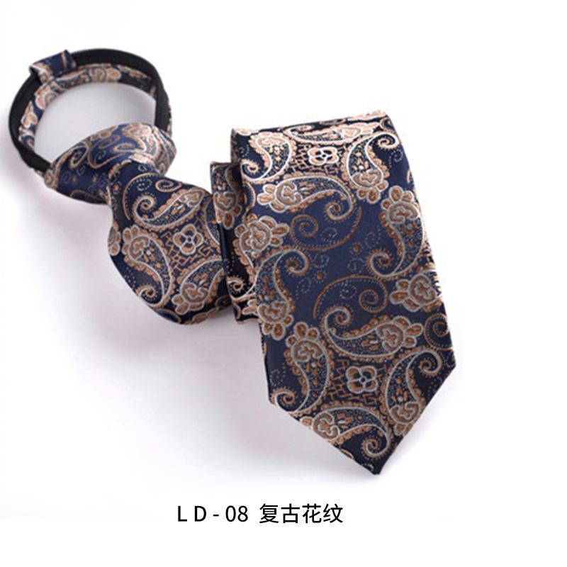 Wind Dress Jacquard Polyester Zipper Tie Men'S Business Occupation Easy To Pull Lazy Tie