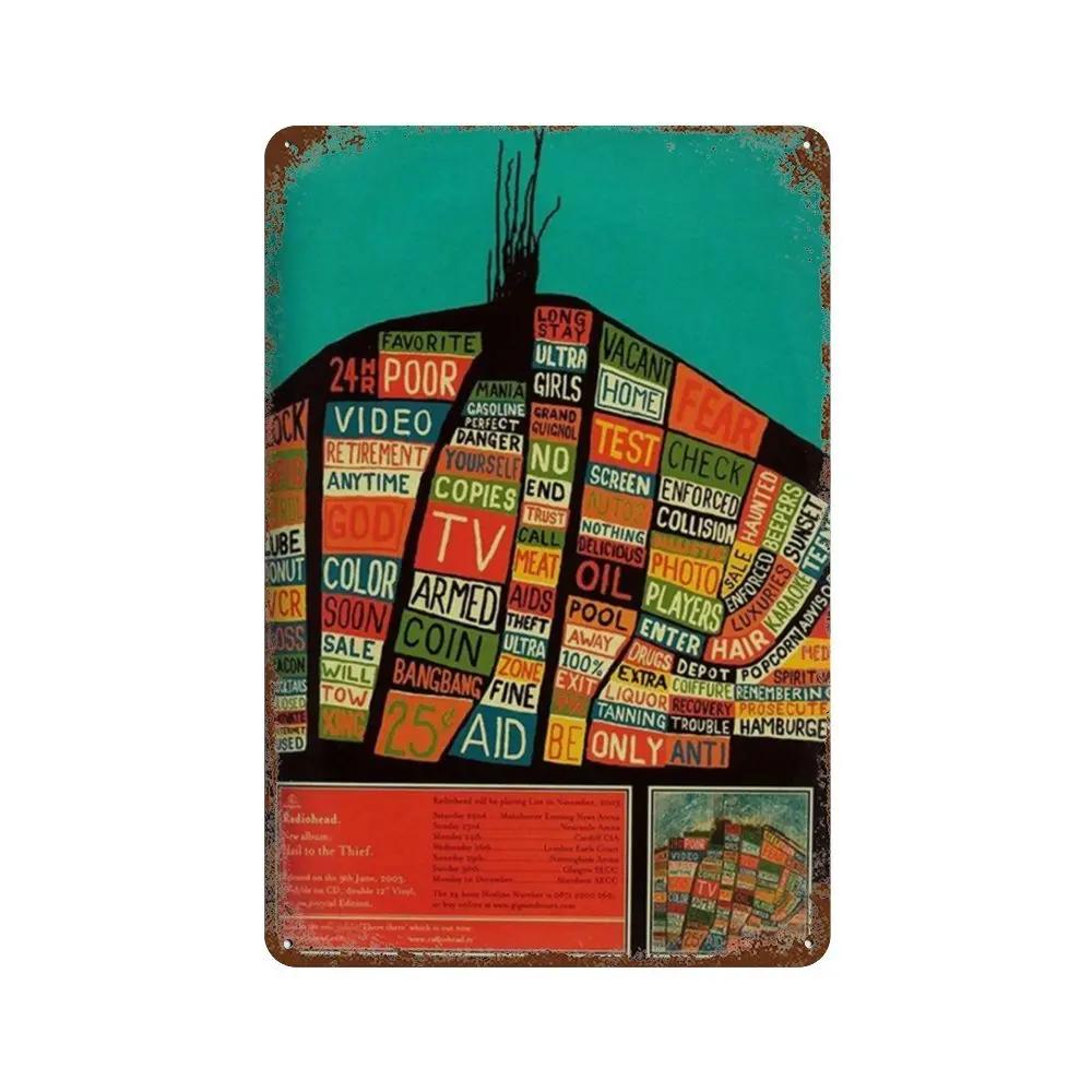 Рок-группа Radiohead Music Art Poster Ретро Металлическая жестяная вывеска Винтажная табличка для дома, комнаты, бара, клуба, мужской пещеры, кафе, декор настенные тарелки