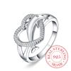 Высококачественное кольцо для пары с изображением дельфина в форме сердца и кристалла бесконечности из стерлингового серебра 925 пробы для женщин и мужчин, кольцо Bague Argent 925 пробы