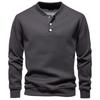 Men's Velvet Long Sleeved Quarter Buttoned Sweatshirt Casual Knit Pullover Baseball Collar