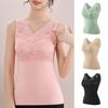 Thermal Tank Top for Women V Neck Sleeveless Camisole Top with Padded Bra Winter Warm Undershirt High Stretch Base Layer