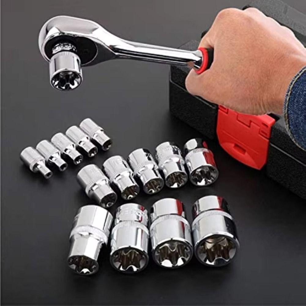 14PCS/Set External Hex Wrench Head Star Socket Set E4-E24 E-Torx Socket Set  Automotive Repair