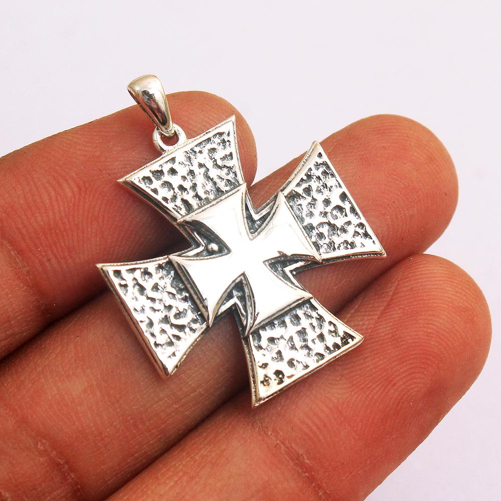 Серебряные ювелирные изделия, подвеска с мальтийским крестом из 100% твердого серебра 925 пробы
